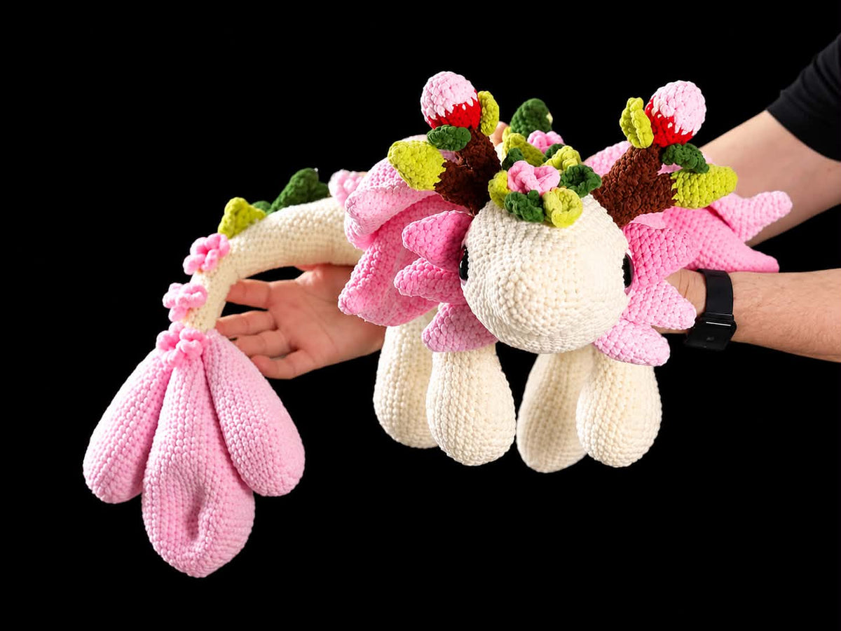 Cherry Blossom Dragon Crochet Pattern PDF – Floral Amigurumi