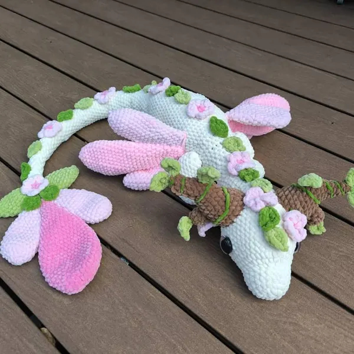 Cherry Blossom Dragon Crochet Pattern PDF – Floral Amigurumi