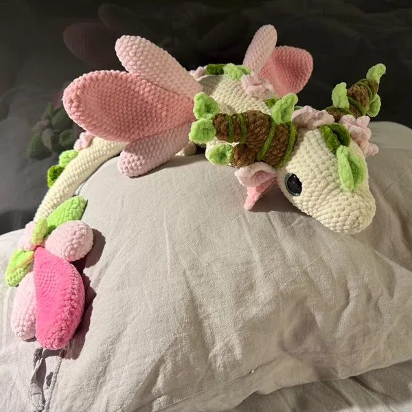 Cherry Blossom Dragon Crochet Pattern PDF – Floral Amigurumi