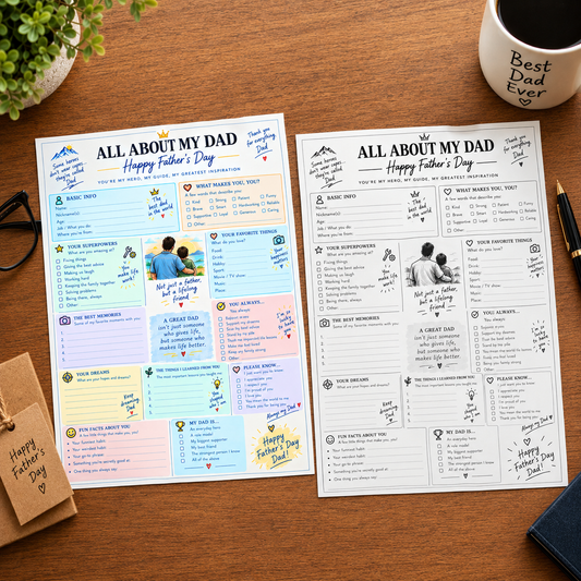 All About My Dad Printable, Father’s Day Activity, Dad Keepsake Gift